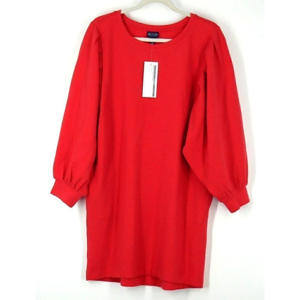 NWT SCOOP Balloon Sleeve Shirt Dress Neon Orange‎ Small